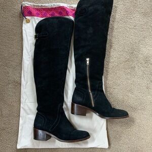 Coach Black Suede Knee-High Heeled Boots